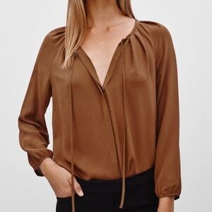 SzS Babaton 100% Silk Corben 3/4 sleeve Blouse in GUC